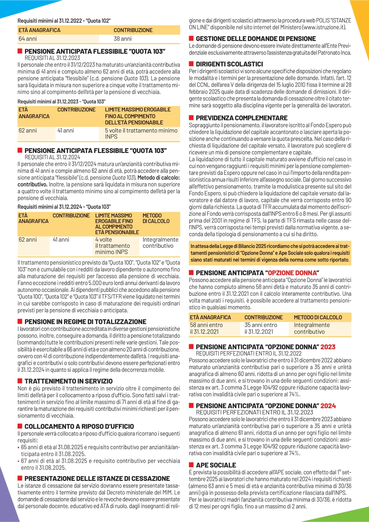 INCA FLC SPI Pensioni SCUOLA 2025 A4 volantino Pagina 2